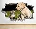 Produktbild tekkdesigns Whatsonyourwall F458 Leinwandbild Kätzchen Labrador Puppy Hund Katze zerstörten Wand Aufkleber 3D Kunst Aufkleber Vinyl Raum