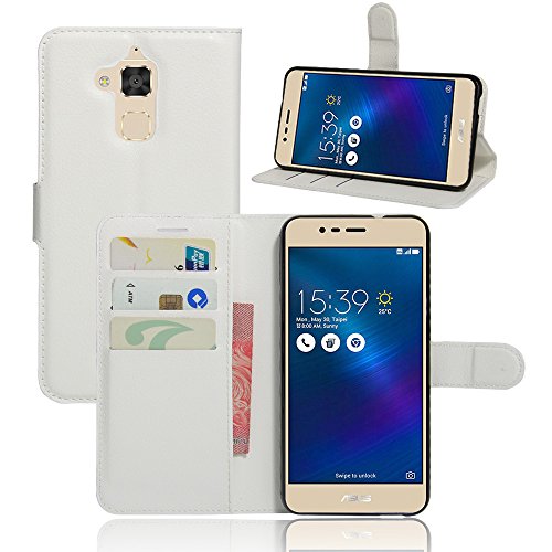 Nadakin ASUS Zenfone 3 MAX ZC520TL 5.2 Inch Cartera de Cuero con Carcasa de Teléfono Flip Funda con Soporte Magnetico de Cierre para ASUS Zenfone 3 MAX ZC520TL 5.2 Inch (Blanco)