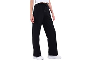 COMEOR Pantalon de jogging pour femme - Pantalon de sport long en coton - Pantalon de survêtement ample avec taille élastique et jambe droite