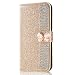 Produktbild 3D Butterfly Bling Glitter Glitzer Diamond Ledertasche Slim Retro Bookstyle Standfunktion Karteneinschub Magnetverschluss Flip Wallet Hülle Schutzhülle für Huawei P10 Lite
