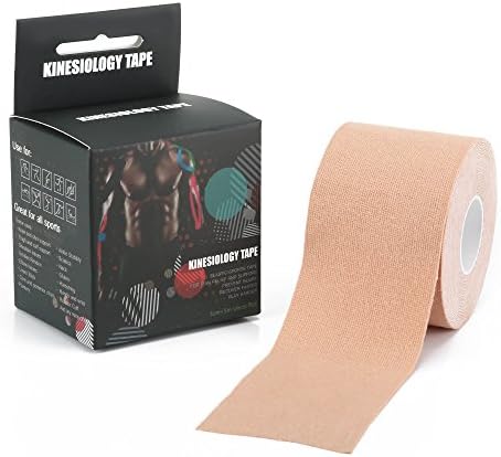 Kinesiology Tape Perfect Support for Sports Athletic Relieve Pain and Sore Muscles Knee Shoulder Back Calf Elbow Neck Wrist Arm and more - Uncut 2 in X 16.4 In / 5 cm x 5 m Roll (Beige)