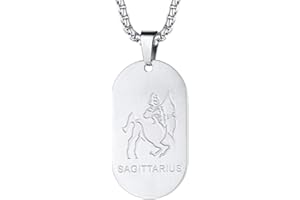 FaithHeart Collier Signe Astrologique Homme Femme Acier Inoxydable,Pendentif Plaque Militaire Zodiaque avec Chaîne Réglable