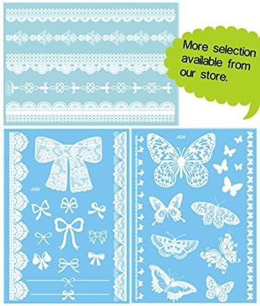 ChicTats White Lace Temporary Tattoos 3-Sheet Pack - Bling Body Art & Jewellery for Women & Girls - Waterproof Fashionable Body Makeup/Stickers - What you see in the main image is what you will get