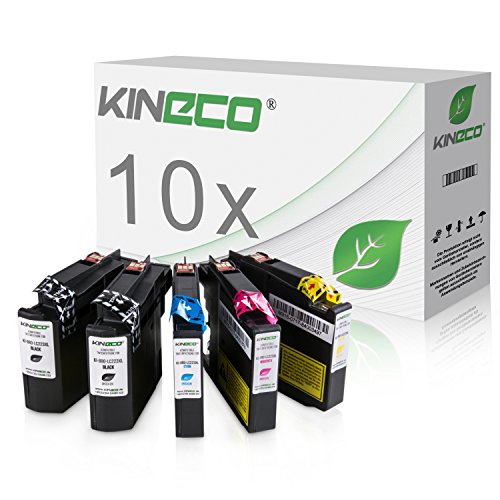 10 Tintenpatronen kompatibel zu Brother LC-223 LC223 XXL LC-225 LC-227 für Brother MFC-J5320DW, MFC-J5620DW, MFC-J4420DW, MFC-J4620DW, DCP-J4120DW - Schwarz je 20ml, Color je 13ml