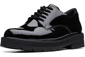 Clarks Prague Lace Y Girls Senior School Shoes 6.5 Black Patent