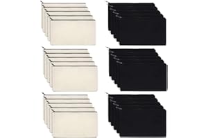 BOJVESH 30Pcs Canvas Zipper Pouch Bags, DIY Craft Blank Makeup Bags, Canvas Pencil Case Cosmetic Pouch for DIY Craft Travel Storage Pencil Bag Coin Bag Sublimation (Beige and Black)