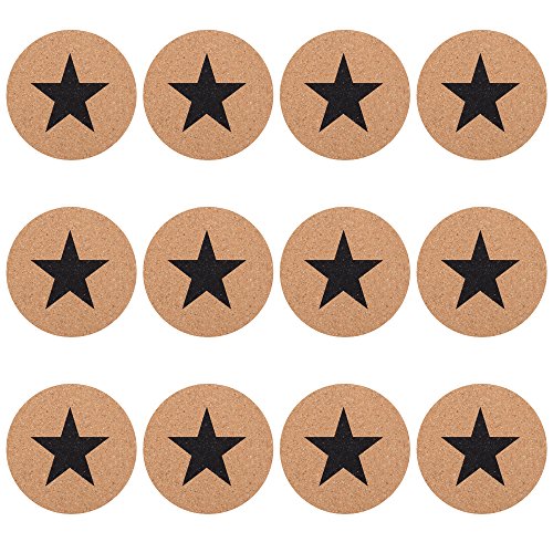 GA Homefavor Kork Untersetzer mit Dekor, 12er Set, 0,5 cm dick