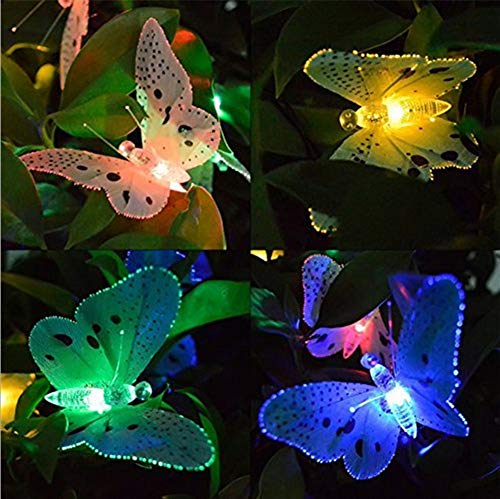 Preisvergleich Produktbild Prevently LED Lichterkette, Solarbetriebene Faser Schmetterling Solarenergie Lichterkette 12 LEDs Lichterkette Schmetterling Fairy String Licht Lampe Outdoor Garten Dekoration