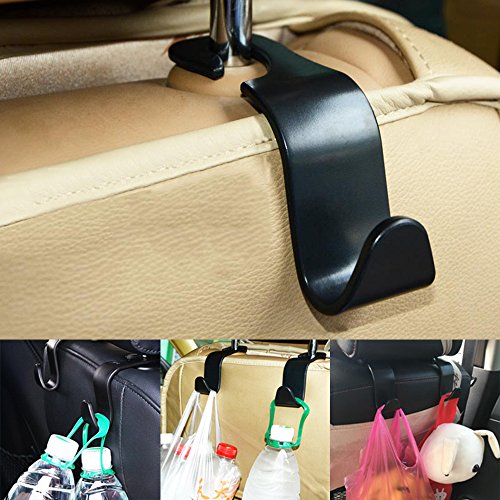 Supporti Poggiatesta per Tablet Cellulare con 2 Appendiabiti Auto, AFUNTA Supporto per Telefono Tablet per Schienale Auto universale per iPad Samsung Nintendo Switch Kindle Fire Smartphone Tablet da 4 a 10.1 pollici - Nero