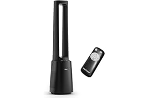 Pro Breeze OmniAir 105cm rotorloser Ventilator mit Luftreiniger - Ventilator oszillierend 75° - Fernbedienung, HEPA 13 Filter, LED Display, 10 Geschwindigkeiten - Turmventilator sehr leise, 5 Modi