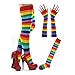 Produktbild Fuman 20" Schule Style Cosplay Uni Damen-Kniestrümpfe Mädchen Damen Strick Regenbogen Streifen-Strümpfe Socken +Handschuhe