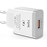 TOPK USB Ladegerät Quick Charge 3.0 18W Handy Schnellladegerät USB Netzteil USB Stecker Kompatibel mit Handys Smartphones Nav