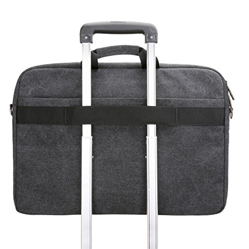 Notebooktasche 17.3, Evecase Universal Canvas Laptop Aktentasche Schutzhülle mit Zubehörfächer, Lasche für Trolleybefestigung für Notebook MacBook Ultrabook bis 17.3 Zoll – Cooper Grau - 6