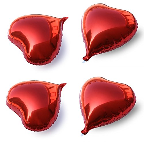 tankerstreet Folie Ballons, rot Form Luftballons Herz mit Seilen, Ballons Helium für Vorschläge Valentinstag Hochzeit Verlobungsring Frauen Mädchen Baby Dusche Geburtstag Dekoration 100 Stück - 6