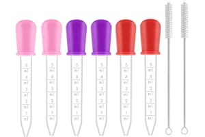 AEIOPRS 6 szt. Silikonowy zakraplacz z końcówką żarówkową z miarką z pędzelkiem do czyszczenia