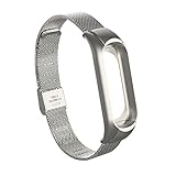 Für Xiaomi Mi Band 3 Armband,Colorful Mailänder Edelstahl Luxus Uhrenarmbänder Metall Replacement Wechselarmband für Xiaomi Mi Band 3,Stilvolles und Business Design,Herren Damen (Silber)