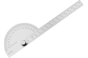 FEMONGY Transportador de Angulos, 180 Grados Transportador de Acero Inoxidable Regla de Goniómetro Ajustable Metalico Regla de Medición para Escuela Carpintero DIY Pintura Dibujo Marcado (140mm)