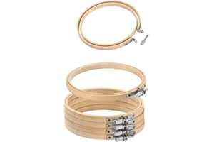 Anicy 6 Piezas de Bastidores de Bordado de Madera de Bambú - Marco de 15 cm, Juego para Punto de Cruz, Manualidades, Arte y Costura