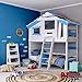 Produktbild BIBEX Jugend- und Kinderbett, Doppelbett, Etagenbett, Spielhaus in zartem Creme-weiß/Himmel-blau (ohne Unterbett, mit Tür)
