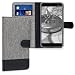 Produktbild kwmobile Hülle für Nokia 6 (2018) - Wallet Case Handy Schutzhülle Kunstleder - Handycover Klapphülle mit Kartenfach und Ständer Grau Schwarz