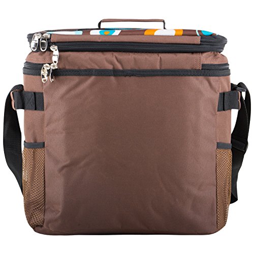 anndora Picknicktasche braun mit blauen Kreisen Tragetasche + Zubehör 29-teilig - 9