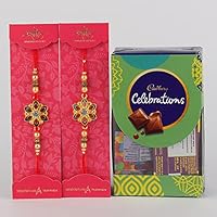 Ferns 'N' Petals Set Of 2 Meenakari Rakhi With Chocolate Celebration | Gift for Brother| Rakhi for Brother| Rakhi Gift…