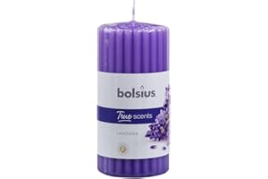 Bolsius True Scents Candela a Colonna profumata Ribbed Pillar 120/58, Cera, Viola, Medium