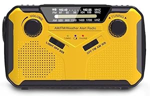 FAIZER Radio Portatile Ricaricabile Dinamo FM/AM/SW Radio a Batteria 2000mAh Campeggio Accessori, Dab, Lampada Dinamo, Lampada Ricaricabile, Kit di Sopravvivenza, Materiale Militare, Accessori (jaune)