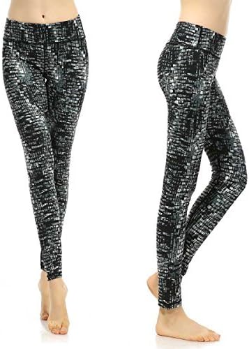 SOUTEAM Womens Yoga Leggings with Pocket Lightweight Fitness Pants, Black &amp; White, X-Large