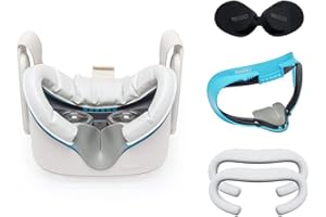 VR Cover Facial Interface and Foam Replacement Set for Meta/Oculus Quest 2 (Virtual Reality Oasis Edition - Light Blue & Light Grey)