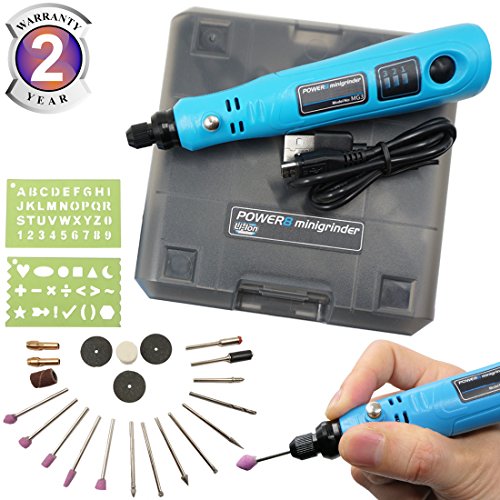 Preisvergleich Produktbild Mini Multifunktionswerkzeug Akku Schleifmaschine Mehrzweckschleifmaschine als Fräser Schleifen Gravieren mini Bohrer Gravierstift usw. 23 Zubehöre mit Starkem Werkzeugkoffer für Hobby und Heimwerker