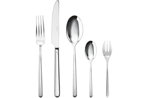 Sambonet Linear 52513-N1 - Set di Posate da Tavola monoblocco in acciaio inox 18/10, per 6 persone, 30 pezzi: 6 forchette, 6 cucchiai, 6 coltelli, 6 forchette dolce, 6 cucchiaini tè