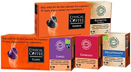 Package Basic - 100 Capsules biodegradable compatible with Nespresso - Ristretto, Lungo, Espresso, Decaf
