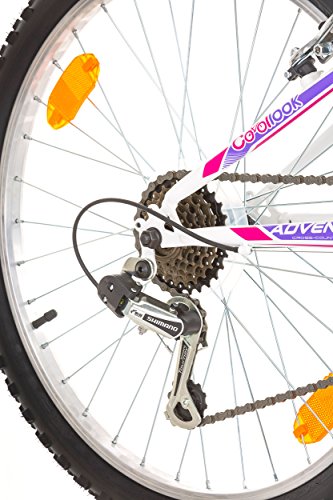 24 Zoll ADVENTURE EU-PRODUKT Jugend Fahrrad Rad Bike Cycling Damenfahrrad Kinderfahrrad Kinderrad Mädchenfahrrad Mountainbike MTB SHIMANO 18-GANG, Weiss - 8