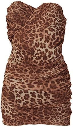 Womens Rare Ladies Boob Tube Dress in Leopard - XL
