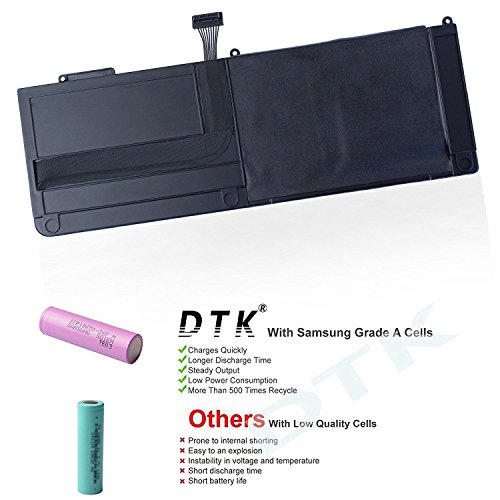DTK® Ultra Hochleistung Notebook Laptop Batterie Li-ion Akku A1321 für Apple A1321 A1286 (Only for 2009 2010 Version) Unibody Macbook Pro 15“, Fits Mb985 Mb986j/a Mc118 – 18 Months Warranty [10.95V 6000mAh 74Wh] - 3