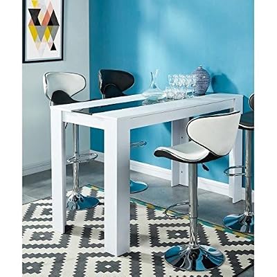 Générique DAMIA Table a manger haute 4 a 6 personnes 150x70 cm - Blanc et noir