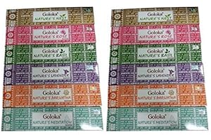 Oryginalne nowe patyczki kadzidełka Goloka - Nature's Assorted Mix kadzidełka 15 g/m² x 12 paczek. Pudełka kadzidełka zawiera gniazdo Goloka, kadzidło lawendowe Goloka, Natura Nature's Rose, Goloka Nature Meditation, Goloka Nature Paryżatha, Goloka Natury Natury Nature's Basil Goloka. 2 paczki po 2 szt. 6 różnych zapachów
