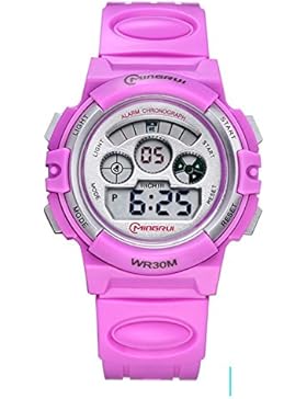 Kind] Digitaluhren,Wasserdicht Multifunktion Leuchtend Laufen Bewegung Studenten sehen Pin buckle armband-P