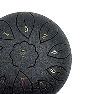MAXBELL Mini 6 Inch Steel Tongue Drum and Carrying Bag Music Education Gift Present black