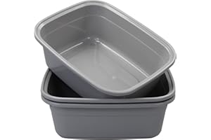 Ordate Bacinella Vaschetta Bacinelle Vasca Catino per Bucato in Plastica Rettangolare Grande, Grigio, 3 Pacco