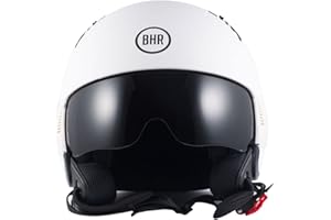 Casco Demi-Jet BHR 815 COMBY | Pratico Casco Scooter Omologato ECE | Casco Moto Jet con Plastiche Laterali Personalizzabili, Visiera Parasole & Sgancio Micrometrico | Bianco Opaco | XL