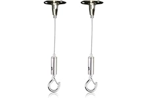 DWFEYOI 2Stück Drahtseil Einstellbar Stahlseil Seilaufhängung, Edelstahl Bilder Aufhängen Seil Gardinenaufhängung,1.5mm Edelstahlseil Mit Schleife Und Haken Seilabhängung,Für Gardinen Bilder(1.5m, Max 30kg)