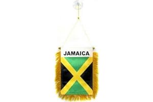 AZ FLAG - Jamaica Mini Banner - 6'' x 4'' - 100% Polyester Jamaican Small Pennant for Car - Double-sided Flag with Suction Cup Hanger