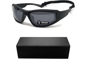 TERAISE Lunettes de moto de sécurité lunettes de ski de sécurité Lunettes de soleil anti-buée anti-poussière de protection anti-vent UV400 réglables pour divers sports de plein air(Black)