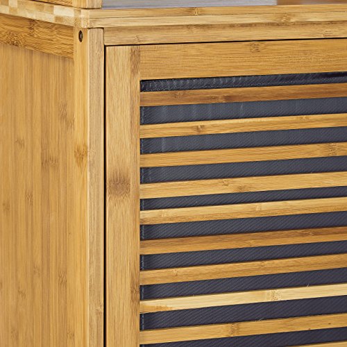 Relaxdays Badregal Bambus HBT 170 x 33,5 x 28 cm Badschrank mit 6 Ablageflächen mit praktischen Stauraum für Badeaccessoires als Standregal mit Schrank und 2 verstellbaren Einlegeböden für Bad, natur - 6
