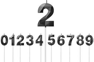 JN-YOURS Geburtstag Zahl Kerzen,Schwarze 3D-Design-Glitter-Geburtstagskerzen, Geburtstagstorte,Hochzeitsparty,Abschlussfeier Usw (2)