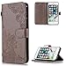 Produktbild Handyhülle für iPhone 7 Plus Leder,iPhone 8 Plus Hülle,FNBK Blumen Flip Wallet Stand Card Tasche Karteneinschub Magnetverschluß Kratzfestes Grau Schutzhülle für iPhone 7 Plus/iPhone 8 Plus 5.5"