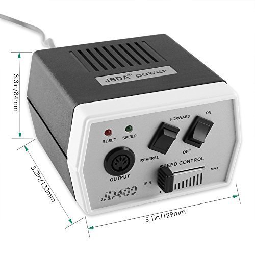 JSDA Professioneller Studio Nagelfräser JD 400 Maniküre/Pediküre/Hornhautentferner Privater Gebrauch Komplett-Set Elektrisch Mit 4 Bits 30000 U/Min - 2