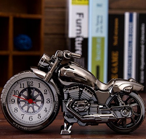 OFT Vintage Motorrad Alarm Clock Wecker Motorcycle Tischuhr Quartzuhr Standuhr (Oddiyana+gold) - 5